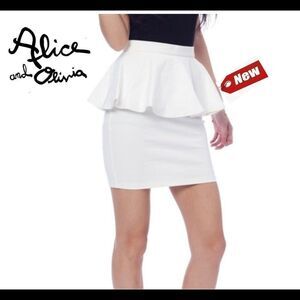 𝅺ALICE + Olivia white peplum pencil skirt Sz 4 NWT